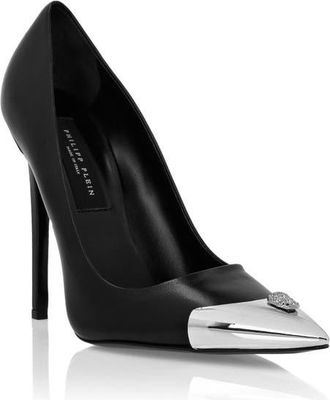 Philipp Plein Leather Decollete Hi-Heels Skull Strass Women in Black at Nordstrom, Size 40