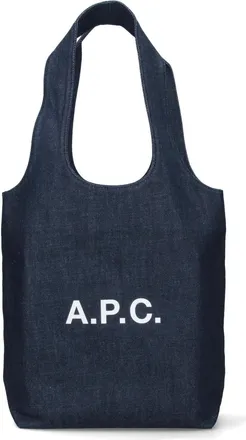 A.P.C. Navy Blue Ninon Fabric Tote Bag