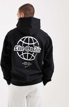 Nike Solo Swoosh - Felpa nera con cappuccio e stampa del logo sul retro-Nero