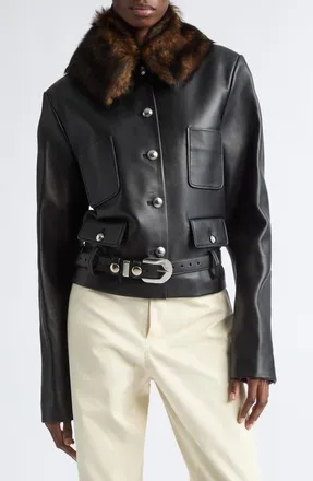 Altuzarra Simons Leather Jacket in Black at Nordstrom, Size 40