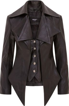 Infinity Leather Womens Gothic Mid-Length Edwardian Leather Jacket - Sandvika