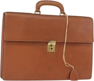 Loewe Pre-owned Handbags, female, Brown, Size: ONE SIZE Pre-owned Leather Briefcase