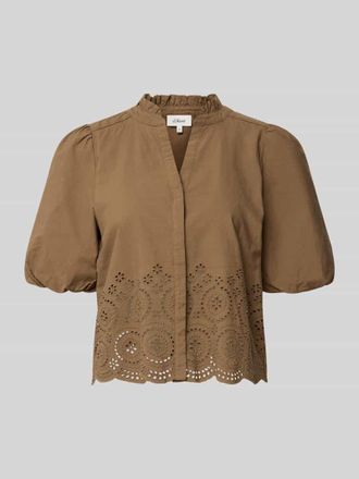 s.Oliver Red Label Boxy Fit Kurzarmbluse aus reiner Baumwolle in Mittelbraun, Gr&ouml;&szlig;e 34