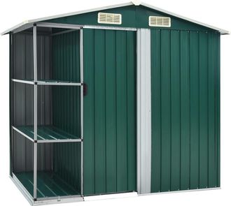 vidaXL Cobertizo De Jard&iacute;n Con Estante Hierro Verde 205x130x183 Cm Vidaxl