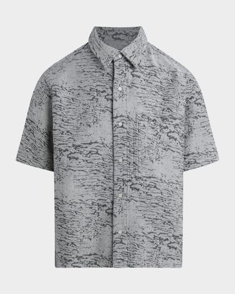 Hudson Mens Two-Tone Cropped Sport Shirt