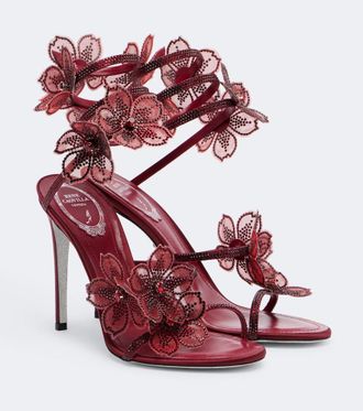 Rene Caovilla Floriane floral-appliqu&eacute; embellished sandals