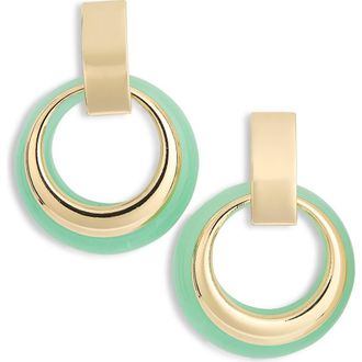 Natasha Resin Hoop Ring Drop Earrings in Gold/Mint at Nordstrom Rack