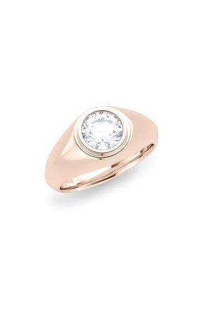 HauteCarat Mens Round Brilliant Lab Created Diamond Ring in 2.50 Ctw 18K Rose Gold at Nordstrom, Size 10.5