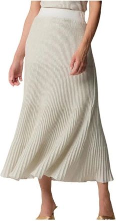 Kocca Lange Rok met Lurex Detail - Dames - Midirokken - Wit - L - Polyester - Rokken