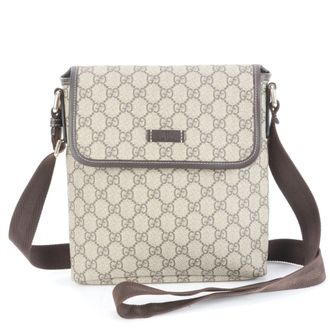 Gucci Brown Leather Coated Canvas Shoulder Bag (Pre-Owned)