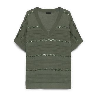 Fiorella Rubino Truien & Vesten, Dames, Groen, XS, Pailletten, Geborduurde Trui