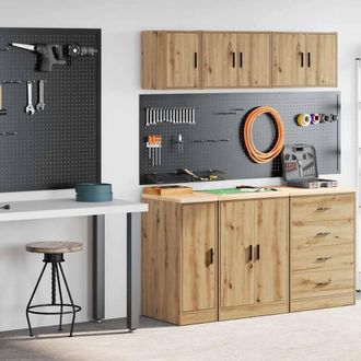 Berkfield Home Garage Cabinets 2 pcs Artisan Oak Engineered Wood in Brown