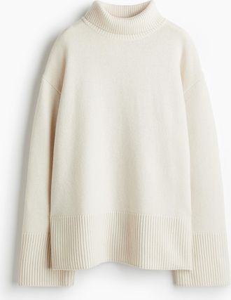 H&M Pullover aus Kaschmirmix mit Turtleneck - Beige