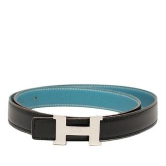 Herm&egrave;s Pre-owned Box Calf & Togo Leather Belt - female - Herm&egrave;s Vintage - Vintage Belts - Black - ONE SIZE - Pre-owned