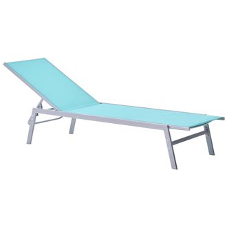 Beliani Tumbona De Jard&iacute;n Azul Estructura De Acero Plateado Respaldo Ajustable Resistente A Los Rayos Uv Noli