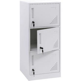Hhg Armario Hhg-515, Taquilla, Armario Con Taquillas, Armario Con Taquillas, 3 Puertas, 90 X 38 X 45 Cm, Acero, Blanco