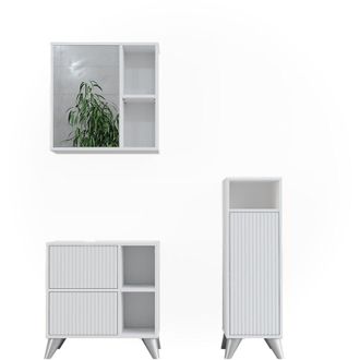 Vicco Set di mobili da bagno Leano, Bianco, 3 parti