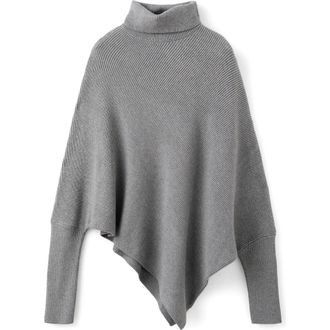 Mango Asymmetric Turtleneck Sweater in Medium Heather Grey at Nordstrom, Size X-Small