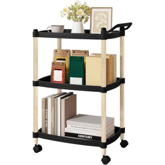 Woltu Woltu Carrito De Cocina, Carrito De Comida Fijo O Con Ruedas, Estante De Cocina Para Sal&oacute;n, Negro