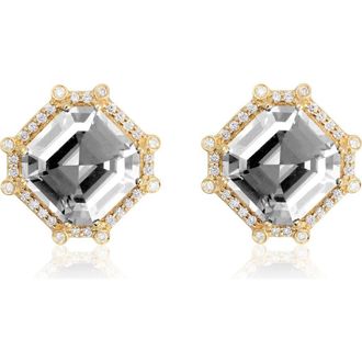 Goshwara Asscher Cut Stone Stud Earrings in Clear at Nordstrom