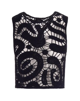 Pinko Intricate Geometric Crochet Cropped Top