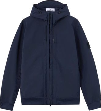 Stone Island Soft Shell-R Hooded Jacket - Heren - Zomerjassen - Blauw - L - Polyester - Jassen
