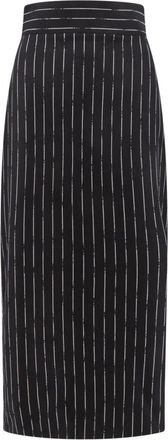 Alexander McQueen Zwarte wollen hoge taille rok - Dames - Midirokken - Zwart - S - Wol - Rokken