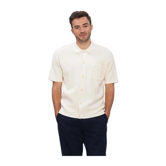 Anerkjendt Akvilhelm Needle Rib SS Knit Polo - Heren - Korte mouwen Overhemden - Beige - M - Overhemden