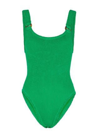 Hunza G Domino Crinkle Swimsuit - Green - One Size