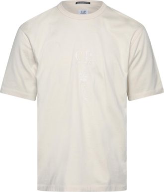 C.P. Company Heren C.P. Company 30/2 Jersey Gedraaide Logo T-Shirt in Cr&egrave;me