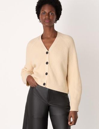 Whistles Cotton V-Neck Cardigan in Ivory at Nordstrom, Size X-Small