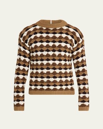 Moncler Mens Geometric Jacquard Wool-Blend Crewneck Sweater