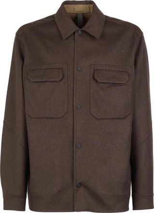 Sease Overshirt Double - Heren - Zomerjassen - Bruin - L - Wol - Jassen