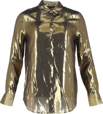 Equipment Button-Down Shirt in Metallic Gold Silk