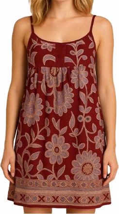 Guadalupe Design Checa Mini Dress In Burgundy