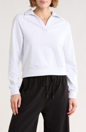Zella Relay French Terry Polo Sweatshirt in White at Nordstrom Rack, Size X-Small