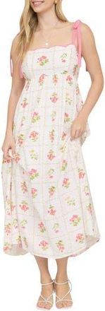 Blu Pepper Floral Tie Strap Sundress in Pink Multi at Nordstrom Rack, Size Medium