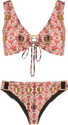Amir Slama floral-print V-neck bikini - women - Polyimide/Elastane - GG - Red