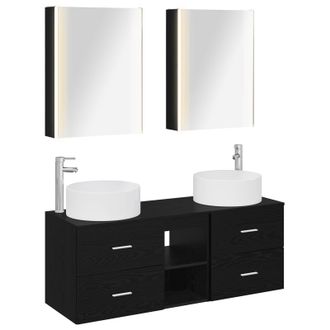 vidaXL Juego De Muebles De Ba&ntilde;o 5 Pcs Roble Negro Vidaxl