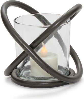 Melrose International Modern Metal Votive Holder with Glass Insert (Set of 2) - Brown, Bronze