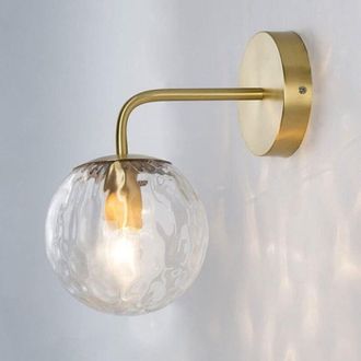 OEM Aplique De Pared Moderno De Estilo Escandinavo, Acabado En Lat&oacute;n, Pantalla De Cristal, Ideal Para Oficina, Sal&oacute;n O Dormitorio, Casquillo E14 -crezuo