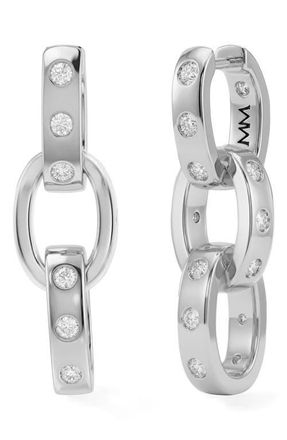Melinda Maria Ashley Cubic Zirconia Convertible Link Hoop Earrings in Silver-White at Nordstrom