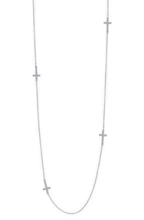 Lafonn Long Cross Station Necklace in Silver at Nordstrom Rack, Size 36