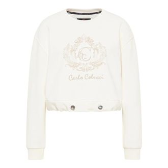 Carlo Colucci Cropped Oversize Sweatshirt - Dames - Sweatshirts - Wit - M - Katoen - Hoodies & sweatvesten