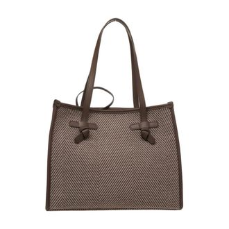 Gianni Chiarini Shopping Bags, female, Brown, ONE SIZE, Brown Shopper Bag with Herringbone Pattern
