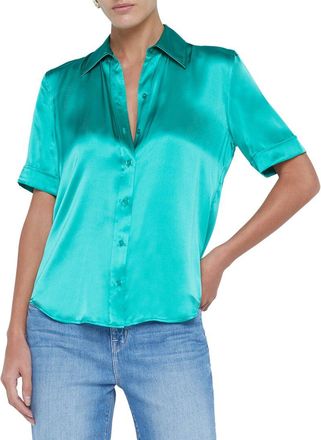 L'agence Lagence Ellah Short Sleeve Silk Blouse