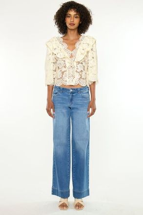 Kancan Terri Essentials Low Rise Wide Jeans in Medium Dark at Nordstrom, Size 25
