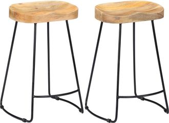 vidaXL Taburetes De Cocina Gavin 2 Unidades Madera Maciza De Mango Vidaxl