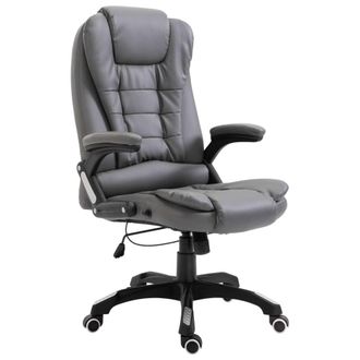 vidaXL Silla De Oficina De Cuero Sint&eacute;tico Gris Antracita Vidaxl