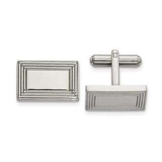 Diamond2Deal Stainless Steel Polished Rectangle Cufflinks